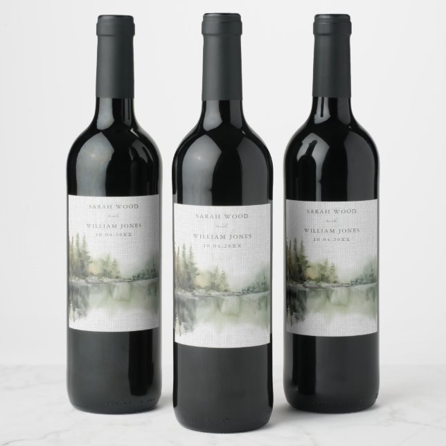 Étiquette Pour Bouteilles De Vin Mariage forestier rustique (Bouteilles)