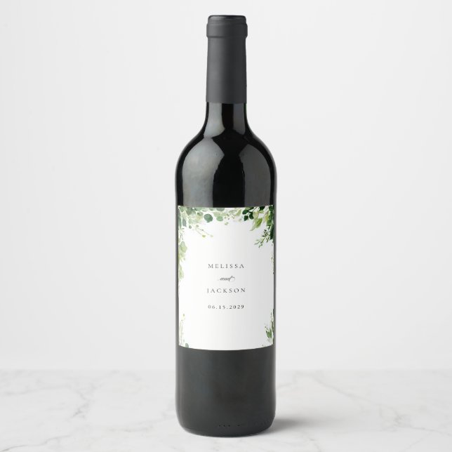 Étiquette Pour Bouteilles De Vin Mariage frontalier des Branches vertes (Devant)