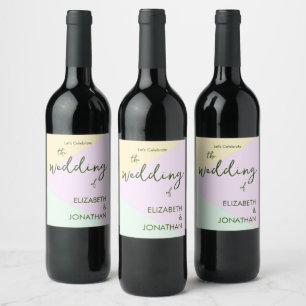 Étiquette Pour Bouteilles De Vin Mariage géométrique Pastel Muet