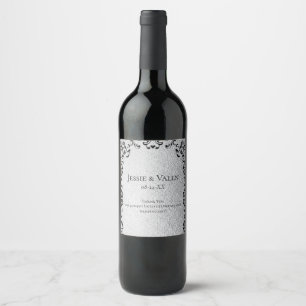 Étiquette Pour Bouteilles De Vin Mariage gothique argenté et noir