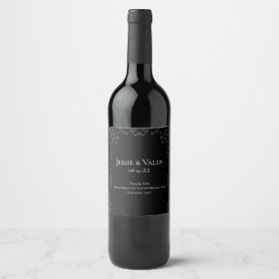 Étiquette Pour Bouteilles De Vin Mariage gothique gris et noir