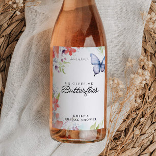 Étiquette Pour Bouteilles De Vin Mariage He Gives Me Butterflies Shower