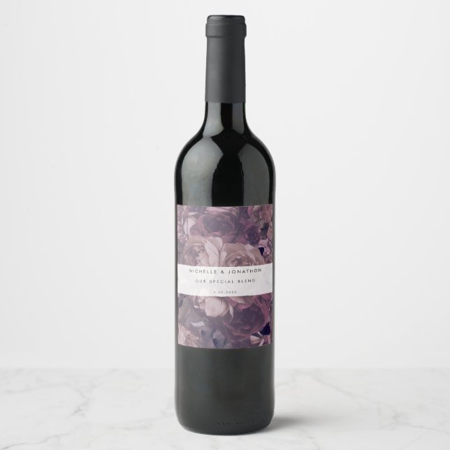 Étiquette Pour Bouteilles De Vin Mariage Imaginaire violet (Devant)