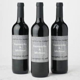 Étiquette Pour Bouteilles De Vin Mariage Invité Elegant Argent Grilles Merci