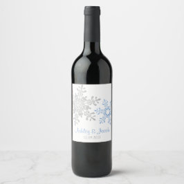 Étiquette Pour Bouteilles De Vin Mariage Lapis Blue Silver Snowflake