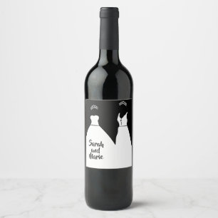 Étiquette Pour Bouteilles De Vin Mariage lesbienne gris noir et blanc