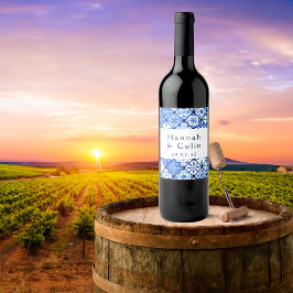 Étiquette Pour Bouteilles De Vin Mariage méditerranéen moderne en carrelage bleu