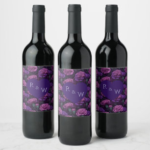 Étiquette Pour Bouteilles De Vin Mariage Minimaliste Carnation Violette Mignonne