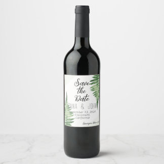 Étiquette Pour Bouteilles De Vin Mariage minimaliste de foune verte