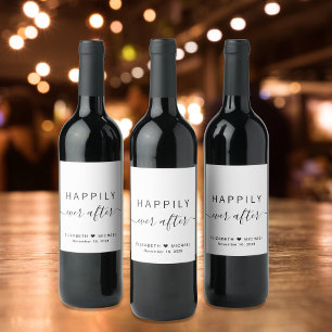 Étiquette Pour Bouteilles De Vin Mariage minimaliste moderne pour toujours heureux