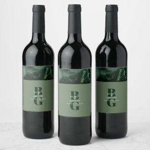 Étiquette Pour Bouteilles De Vin Mariage moderne en marbre vert