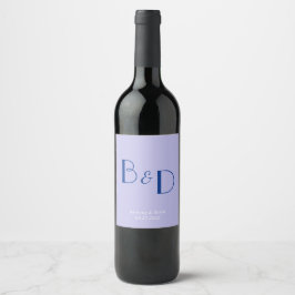 Étiquette Pour Bouteilles De Vin Mariage Monogramme moderne Lavande Bleue