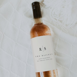 Étiquette Pour Bouteilles De Vin Mariage Monogramme noir & écrin classique