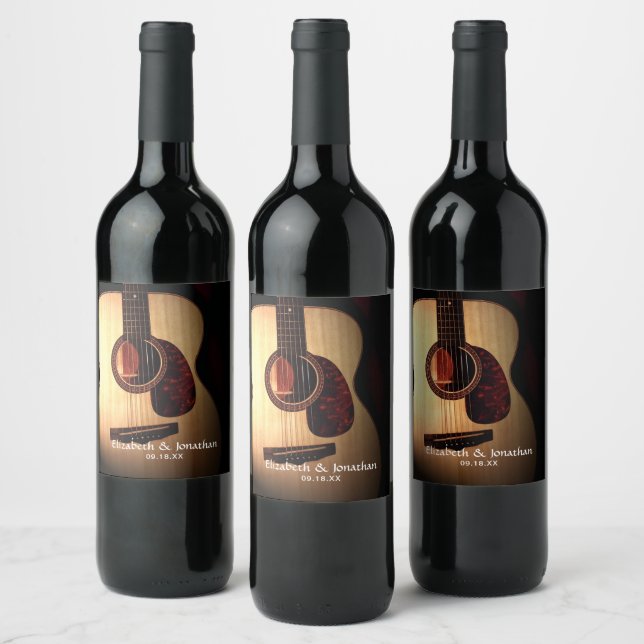 Étiquette Pour Bouteilles De Vin Mariage Musical Guitare Rustique Moderne (Bouteilles)
