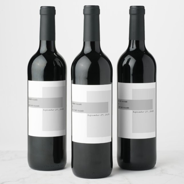 Étiquette Pour Bouteilles De Vin Mariage noir et blanc moderne (Bouteilles)
