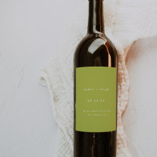 Étiquette Pour Bouteilles De Vin Mariage Noms Personnalisés Vert Citron Moderne