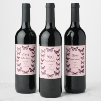 Étiquette Pour Bouteilles De Vin Mariage Papillons Élégants Fête Prénuptiale SUR ME