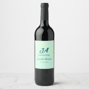 Étiquette Pour Bouteilles De Vin Mariage pastel bleu vert aquarelle nom da