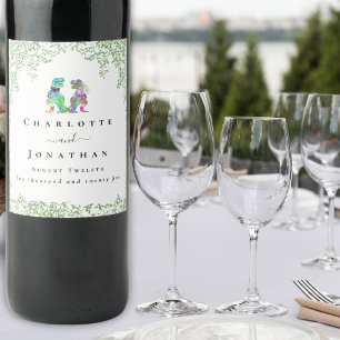 Étiquette Pour Bouteilles De Vin Mariage personnalisé de la mariée et du marié dino