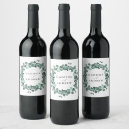 Étiquette Pour Bouteilles De Vin Mariage personnalisé Eucalyptus Moderne