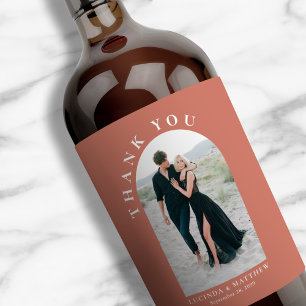 Étiquette Pour Bouteilles De Vin Mariage photo Arch moderne Merci