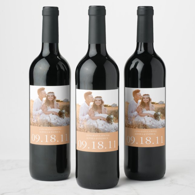 Étiquette Pour Bouteilles De Vin Mariage photo couple moderne (Bouteilles)