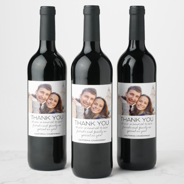 Étiquette Pour Bouteilles De Vin Mariage Photo Merci Favor (Bouteilles)