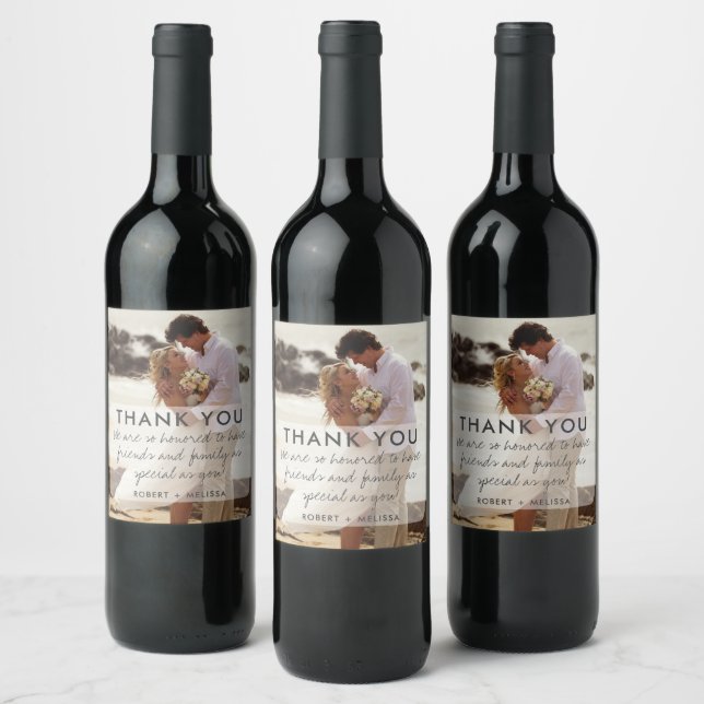 Étiquette Pour Bouteilles De Vin Mariage Photo Merci Favor (Bouteilles)