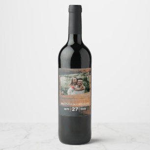 Étiquette Pour Bouteilles De Vin Mariage photo rustique en bois