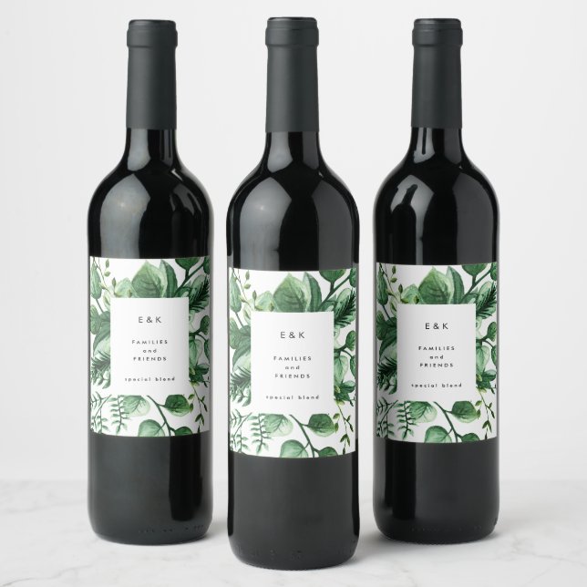 Étiquette Pour Bouteilles De Vin Mariage Plante verdoyant (Bouteilles)