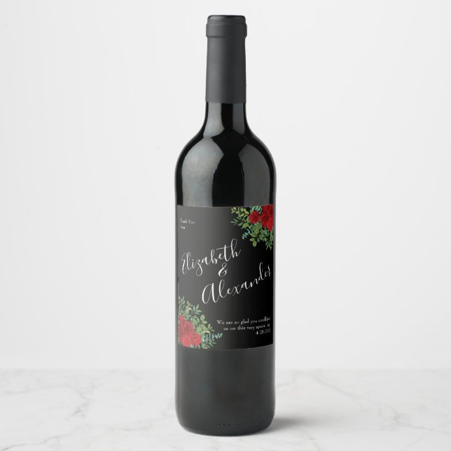 Étiquette Pour Bouteilles De Vin Mariage Red Rose (Devant)