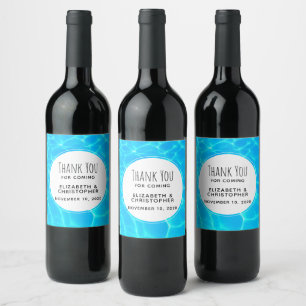 Étiquette Pour Bouteilles De Vin Mariage Réflexions sur l'eau de la piscine bleu ch