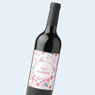 Étiquette Pour Bouteilles De Vin Mariage rose