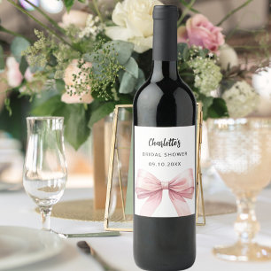 Étiquette Pour Bouteilles De Vin Mariage rose blanc Shower