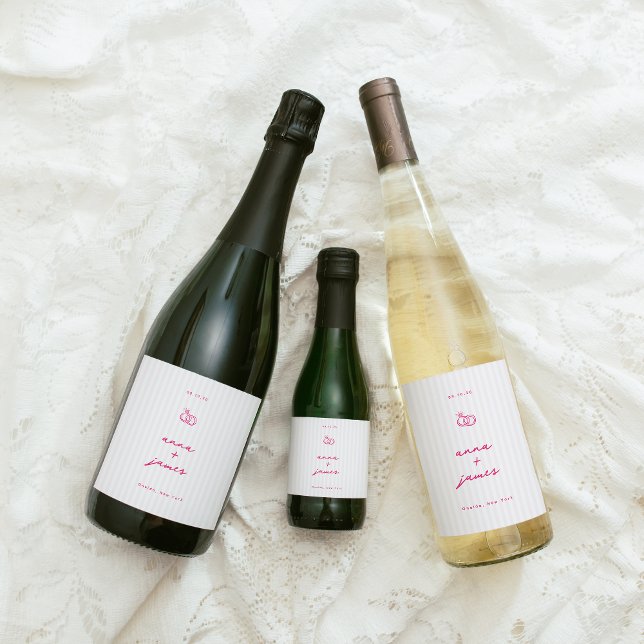Étiquette Pour Bouteilles De Vin Mariage rose Whimsical (Créateur téléchargé)