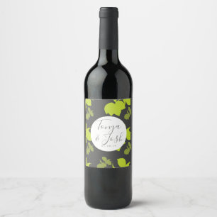 Étiquette Pour Bouteilles De Vin Mariage Silo Citron et Limes Jaune Gris