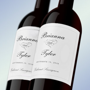 Étiquette Pour Bouteilles De Vin Mariage traditionnel simple élégant blanc