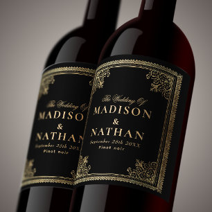 Étiquette Pour Bouteilles De Vin Mariage victorien d'or gothique vintage