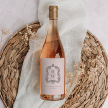 Mariage Vintage Blason Monogramme Noms Rose Pâle