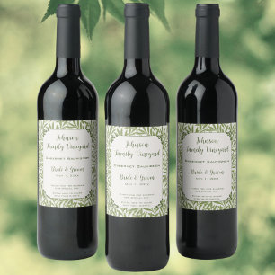 Étiquette Pour Bouteilles De Vin Mariage vintage, Victorian Willow Feuille Motif