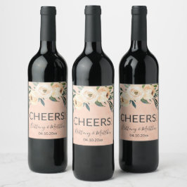 Étiquette Pour Bouteilles De Vin Mariages floraux roses préférés