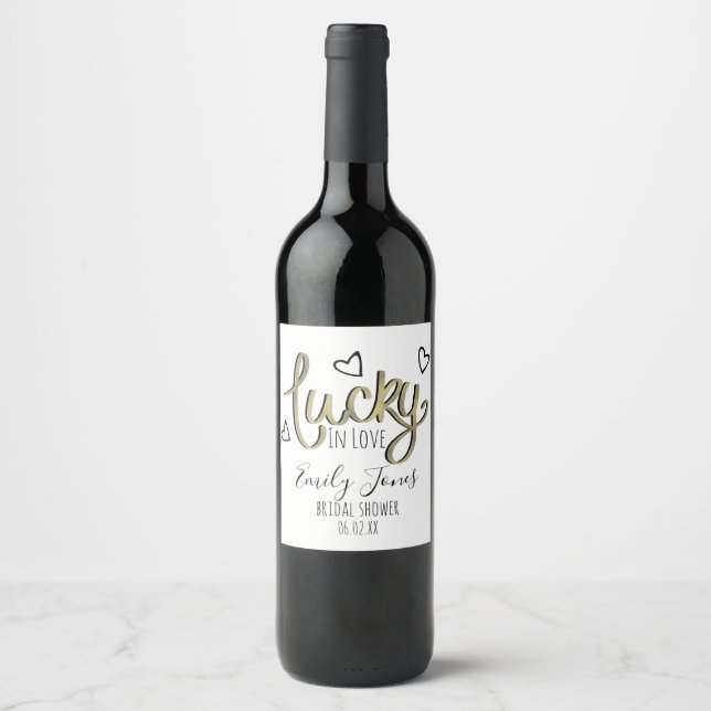 Étiquette Pour Bouteilles De Vin Mariée Chanceuse Fête de Fiançailles (Devant)