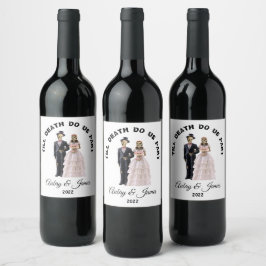 Étiquette Pour Bouteilles De Vin Mariée et Marié squelettes