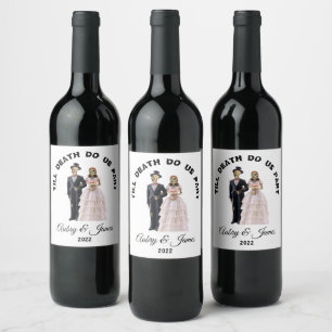 Étiquette Pour Bouteilles De Vin Mariée et Marié squelettes