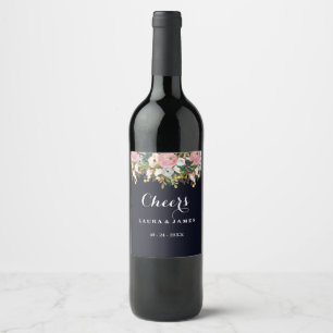 Étiquette Pour Bouteilles De Vin Marine Botanical Cheers Mariage Étiquette de vin