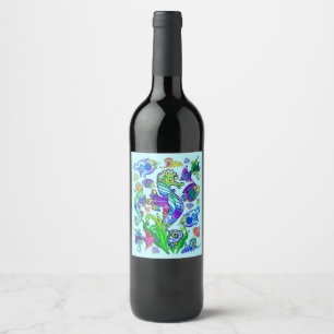 Étiquette Pour Bouteilles De Vin Marine Life Exotic