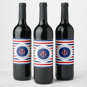 Étiquette Pour Bouteilles De Vin Marine marine Bleu Rouge Blanc rayures