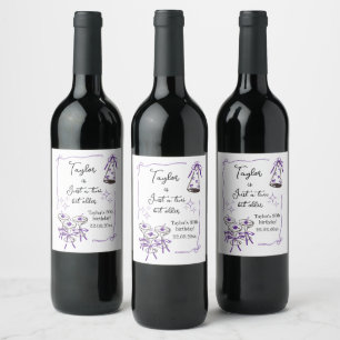 Étiquette Pour Bouteilles De Vin Martini dessinée à la main pour un 30e anniversair