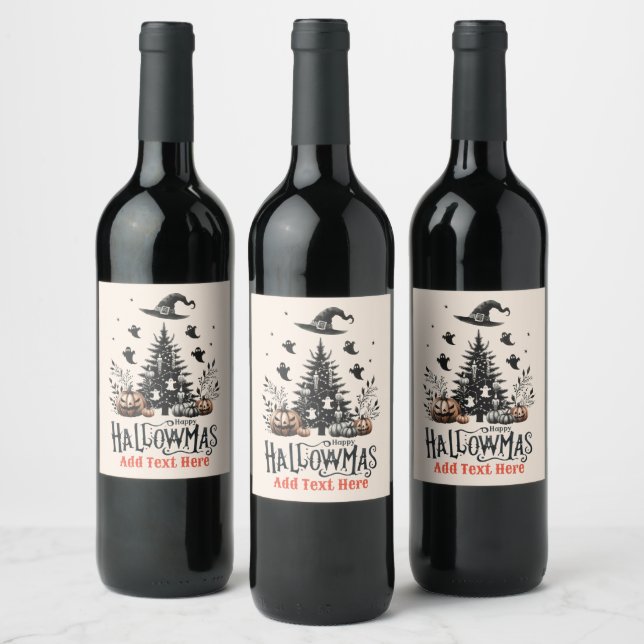 Étiquette Pour Bouteilles De Vin Mashup de Noël d'Halloween (Bouteilles)