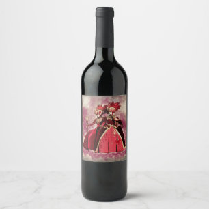 Étiquette Pour Bouteilles De Vin Masque et costume du carnaval de Venise.